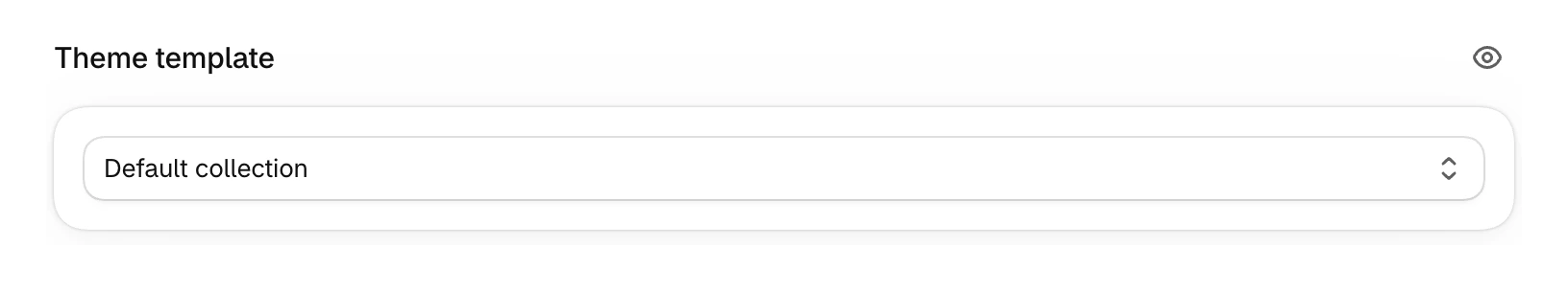 Theme template card of a collection in the Shopify admin, set to Default collection