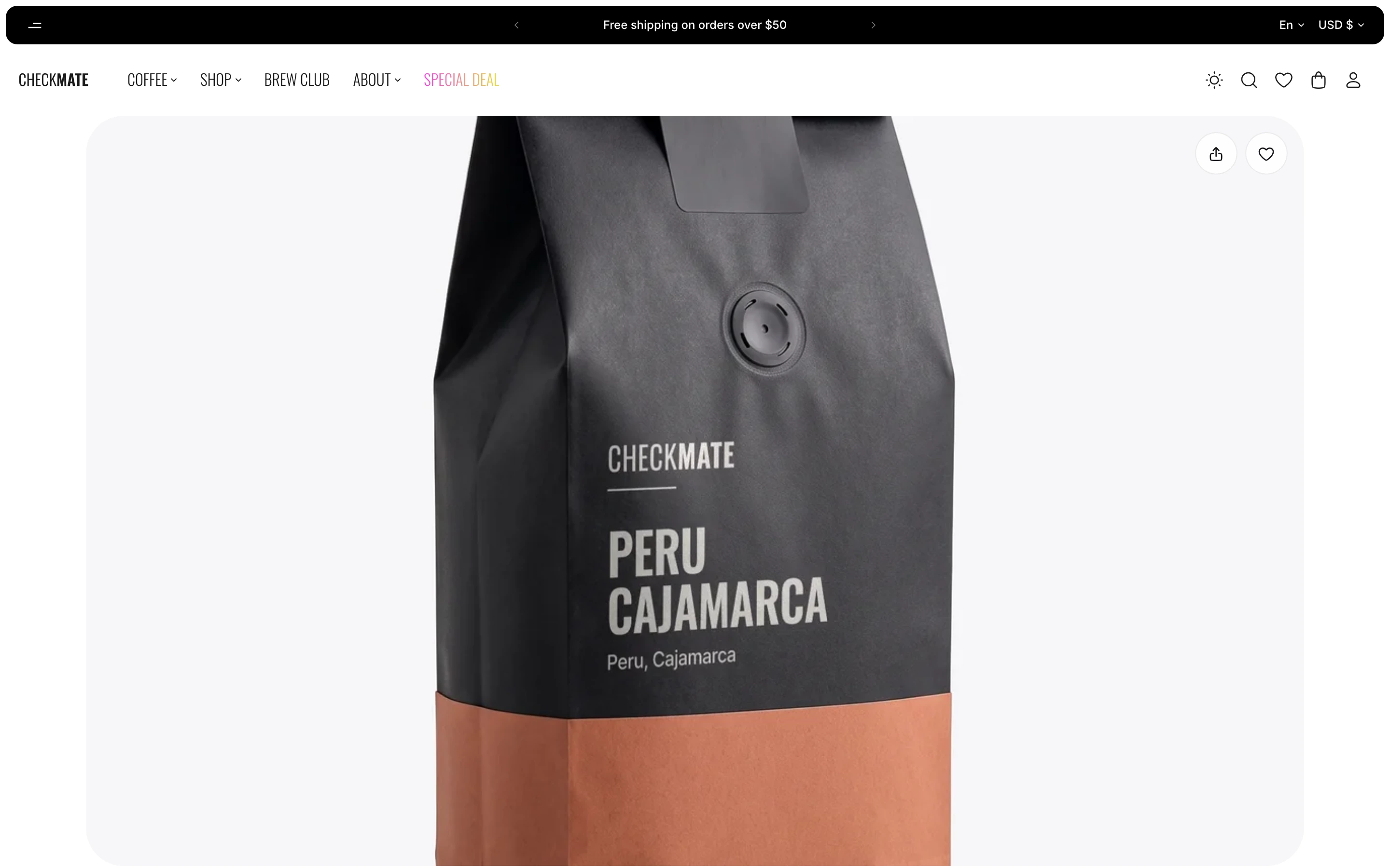 Product page on the quick-view template on a computer, with the photo, title, price and add to cart in one column under the header